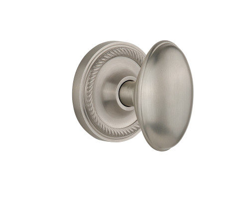 Nostalgic 704670: Rope Rosette w/Homestead Knob Passage Door Set - Satin Nickel