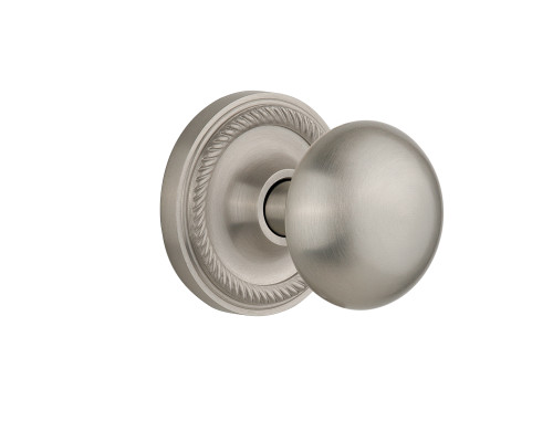 Nostalgic 702586: Rope Rosette w/New York Knob Passage Door Set - Satin Nickel