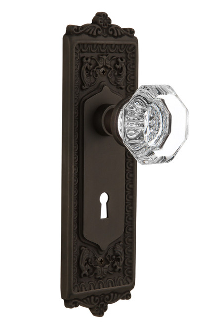 Nostalgic 704251: Egg & Dart Backplate w/Waldorf Knob Privacy Door Set - Oil-Rubbed Bronze