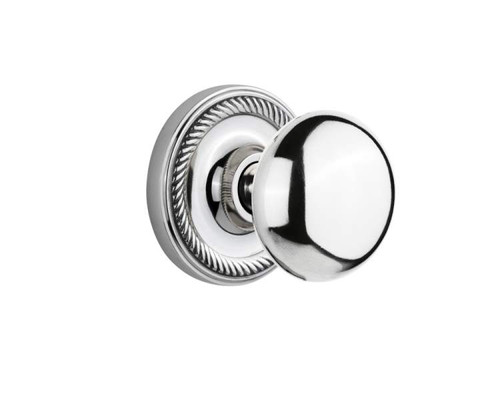 Nostalgic 702589: Rope Rosette w/New York Knob Single Dummy Door Set - Bright Chrome