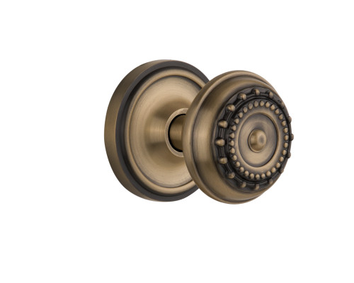 Nostalgic 701852: Classic Rosette w/Meadows Knob Privacy Door Set - Antique Brass
