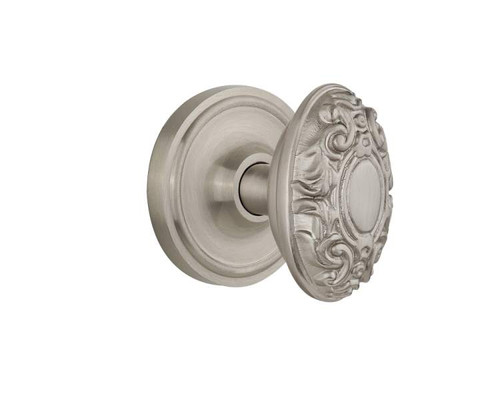 Nostalgic 702034: Mortise Classic Rosette with Victorian Knob - Satin Nickel