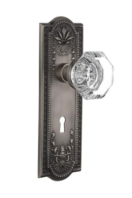 Nostalgic 704411: Meadows Backplate w/Waldorf Knob Single Dummy Door Set - Antique Pewter