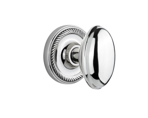 Nostalgic 704688: Rope Rosette w/Homestead Knob Single Dummy Door Set - Bright Chrome