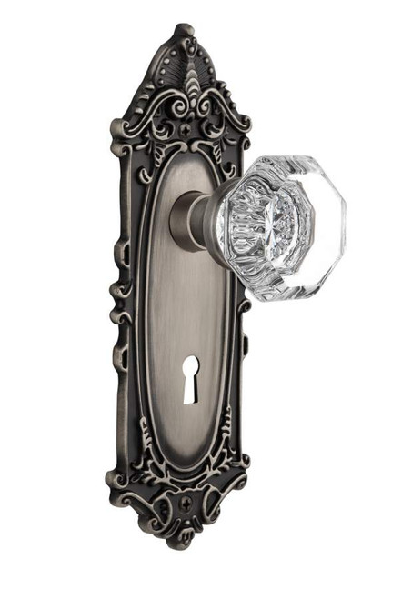 Nostalgic 704898: Mortise Victorian Plate w/ Waldorf Knob - Antique Pewter