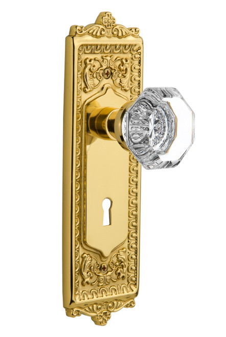 Nostalgic 704266: Egg & Dart Backplate w/Waldorf Knob Single Dummy Door Set - Polished Brass