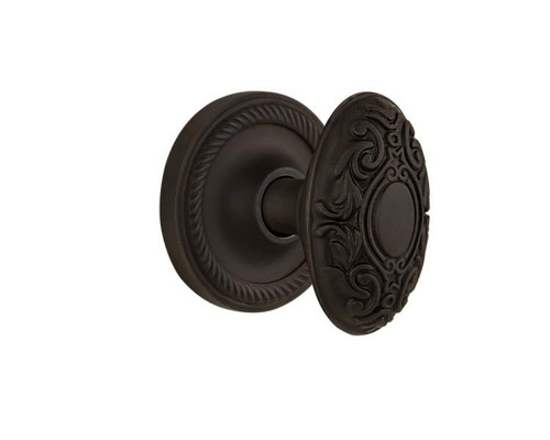 Nostalgic 702532: Rope Rosette w/Victorian Knob Passage Door Set - Oil-Rubbed Bronze
