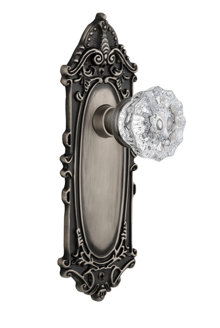 Nostalgic 704118: Victorian Backplate w/Clear Crystal Glass Knob Single Dummy Door Set - Antique Pewter