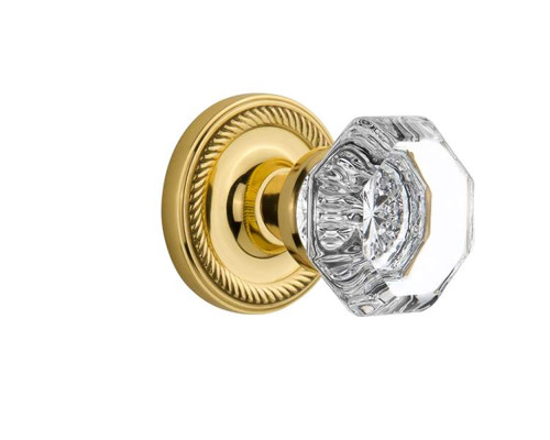 Nostalgic 704689: Rope Rosette w/Waldorf Knob Privacy Door Set - Polished Brass