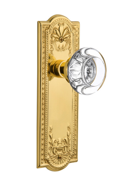 Nostalgic 702889: Meadows Backplate w/Round Clear Glass Crystal Knob Single Dummy Door Set - Unlacquered Brass