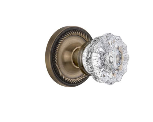 Nostalgic 702124: Mortise Rope Rosette with Crystal Knob - Antique Brass
