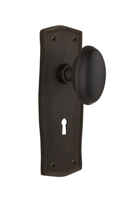 Nostalgic 704483: Prairie Backplate w/Homestead Knob Privacy Door Set - Oil-Rubbed Bronze
