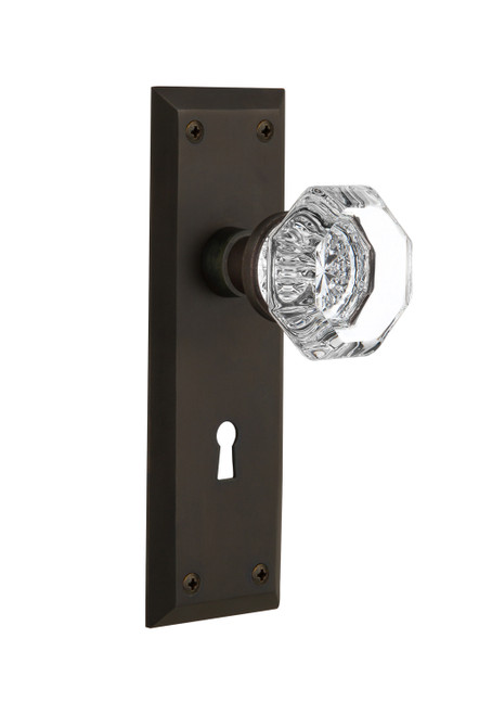 Nostalgic 704628: New York Backplate w/Waldorf Knob Single Dummy Door Set - Oil-Rubbed Bronze