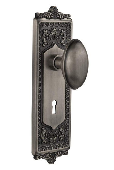 Nostalgic 704856: Mortise Egg and Dart Plate w/ Homestead Knob - Antique Pewter