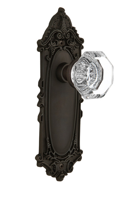 Nostalgic 704069: Victorian Backplate w/Waldorf Knob Single Dummy Door Set - Oil-Rubbed Bronze