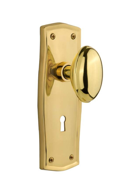 Nostalgic 704495: Prairie Backplate w/Homestead Knob Single Dummy Door Set - Polished Brass