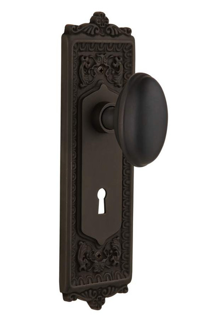 Nostalgic 704209: Egg & Dart Backplate w/Homestead Knob Passage Door Set - Oil-Rubbed Bronze