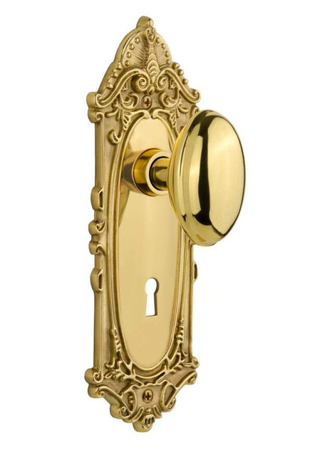 Nostalgic 703687: Mortise Victorian Plate w/ Homestead Knob - Unlacquered Brass