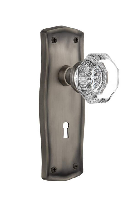Nostalgic 704506: Prairie Backplate w/Waldorf Knob Passage Door Set - Antique Pewter