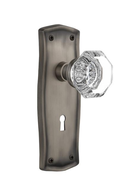 Nostalgic 704506: Prairie Backplate w/Waldorf Knob Passage Door Set - Antique Pewter