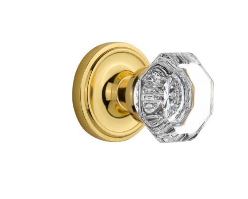 Nostalgic 704813: Classic Rosette w/Waldorf Knob Privacy Door Set - Polished Brass