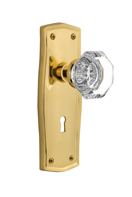 Nostalgic 704515: Prairie Backplate w/Waldorf Knob Single Dummy Door Set - Polished Brass
