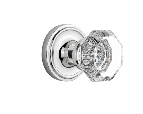 Nostalgic 704819: Classic Rosette w/Waldorf Knob Privacy Door Set - Bright Chrome