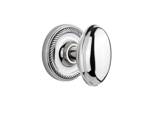 Nostalgic 704667: Rope Rosette w/Homestead Knob Privacy Door Set - Bright Chrome
