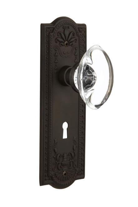 Nostalgic 711728: Mortise Meadows Plate Oval Clear Crystal Knob - Oil Rubbed Bronze