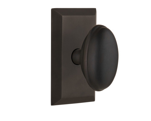 Nostalgic 713225: Studio Backplate w/Homestead Knob Passage Door Set - Oil-Rubbed Bronze