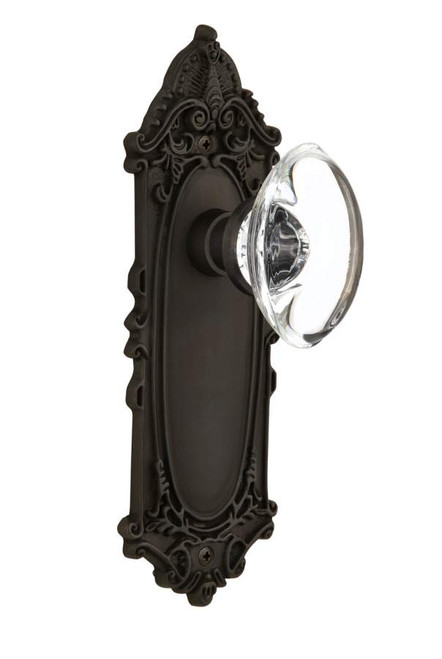 Nostalgic 711646: Victorian Backplate w/Oval Clear Glass Crystal Knob Privacy Door Set - Oil-Rubbed Bronze Nostalgic 711646: Victorian Backplate w/Oval Clear Glass Crystal Knob Privacy Door Set - Oil-Rubbed Bronze