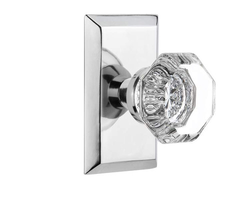 Nostalgic 713470: Studio Backplate w/Waldorf Knob Single Dummy Door Set - Bright Chrome