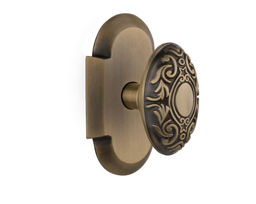 Nostalgic 713054: Cottage Backplate w/Victorian Knob Single Dummy Door Set - Antique Brass