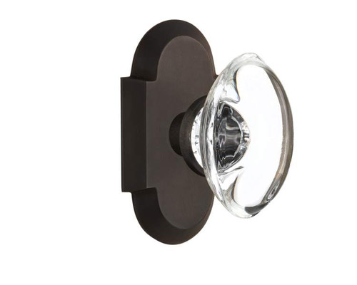 Nostalgic 712933: Cottage Backplate w/Oval Clear Glass Crystal Knob Privacy Door Set - Oil-Rubbed Bronze