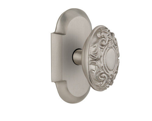 Nostalgic 713058: Cottage Backplate w/Victorian Knob Single Dummy Door Set - Satin Nickel