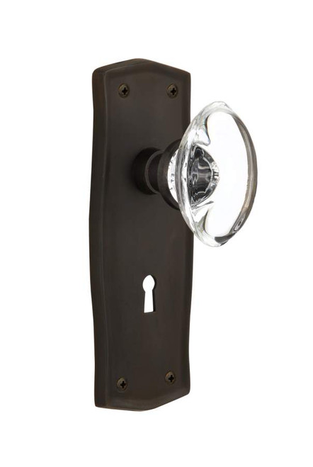 Nostalgic 711501: Prairie Backplate w/Oval Clear Glass Crystal Knob Single Dummy Door Set - Oil-Rubbed Bronze