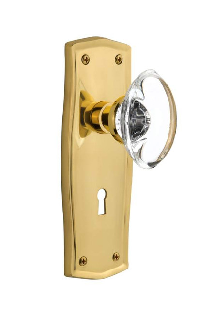 Nostalgic 711743: Mortise Prairie Plate Oval Clear Crystal Knob - Polished Brass