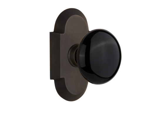 Nostalgic 713070: Cottage Backplate w/Black Porcelain Knob Single Dummy Door Set - Oil-Rubbed Bronze