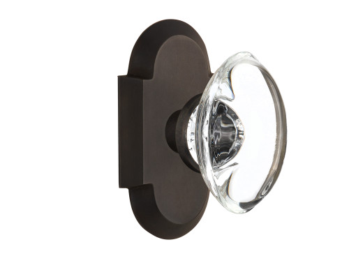 Nostalgic 712837: Cottage Backplate w/Oval Clear Glass Crystal Knob Passage Door Set - Oil-Rubbed Bronze
