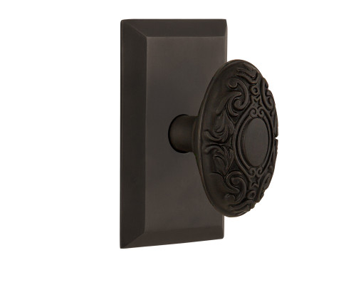 Nostalgic 713272: Studio Backplate w/Victorian Knob Passage Door Set - Oil-Rubbed Bronze