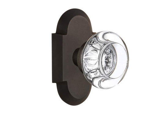 Nostalgic 712851: Cottage Backplate w/Round Clear Glass Crystal Knob Passage Door Set - Oil-Rubbed Bronze