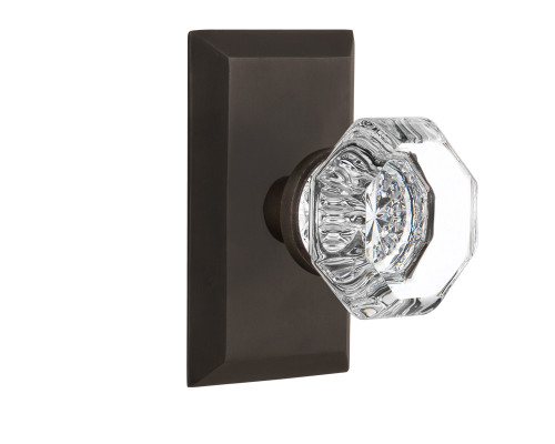 Nostalgic 713279: Studio Backplate w/Waldorf Knob Passage Door Set - Oil-Rubbed Bronze