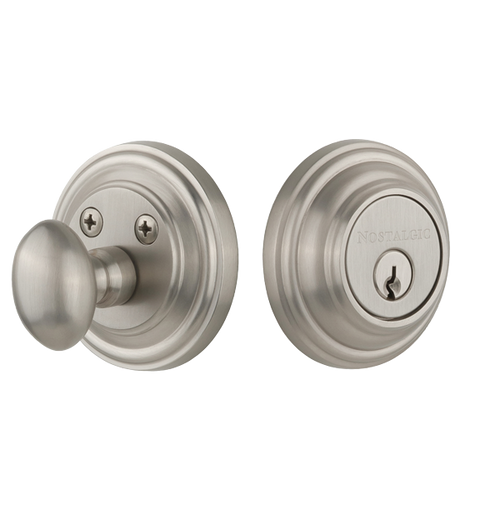 Nostalgic 702280: Single Cylinder Deadbolt Keyed Differently Classic - Satin Nickel