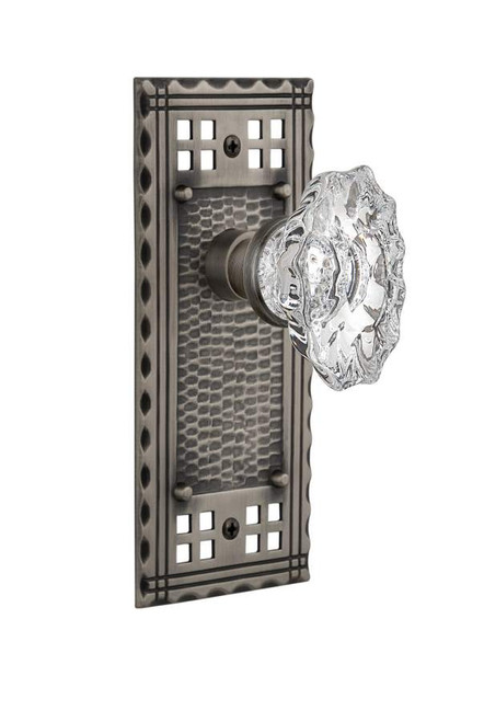 Nostalgic 713770: Craftsman Backplate w/Chateau Knob Single Dummy Door Set - Antique Pewter