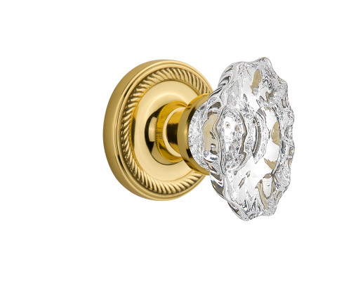 Nostalgic 713752: Rope Rosette w/Chateau Knob Single Dummy Door Set - Unlacquered Brass