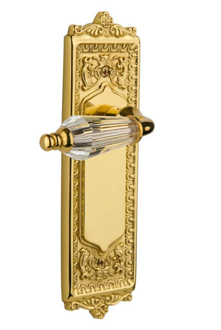 Nostalgic 714081: Egg & Dart Backplate w/Parlour Lever Passage Door Set - Polished Brass