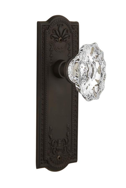 Nostalgic 713933: Meadows Backplate w/Chateau Knob Privacy Door Set - Oil-Rubbed Bronze