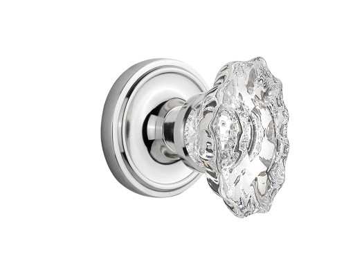 Nostalgic 713914: Classic Rosette w/Chateau Knob Privacy Door Set - Bright Chrome