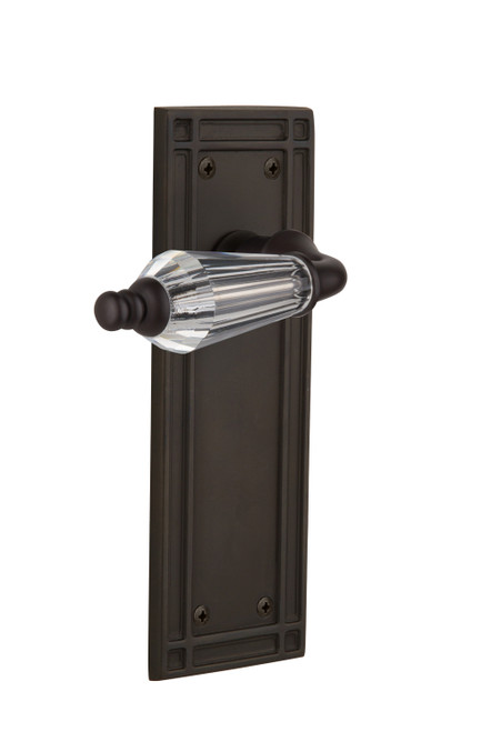Nostalgic 714118: Mission Backplate w/Parlour Lever Passage Door Set - Oil-Rubbed Bronze