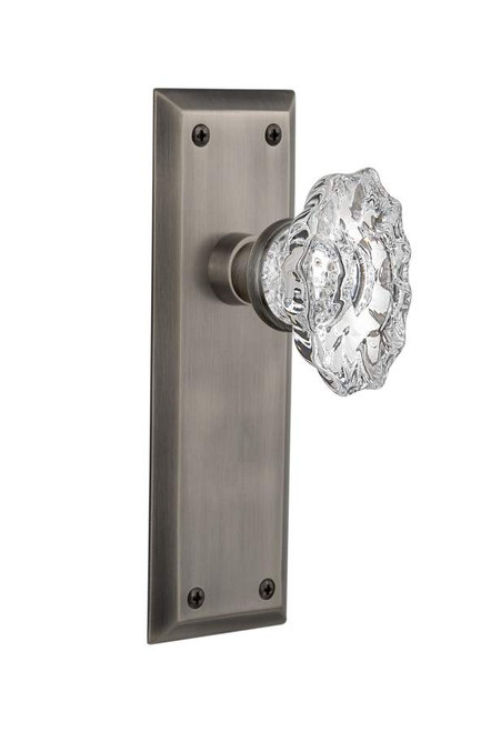 Nostalgic 713740: New York Backplate w/Chateau Knob Single Dummy Door Set - Antique Pewter